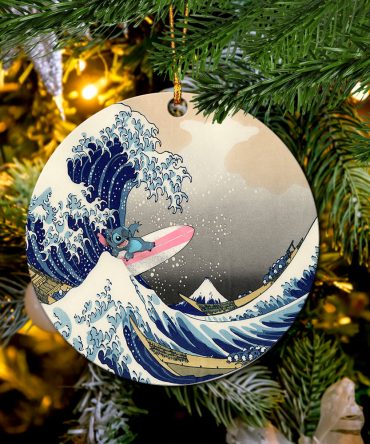 Stitch The Great Wave Japan Ceramic Ornament Perfect Gift For Holiday