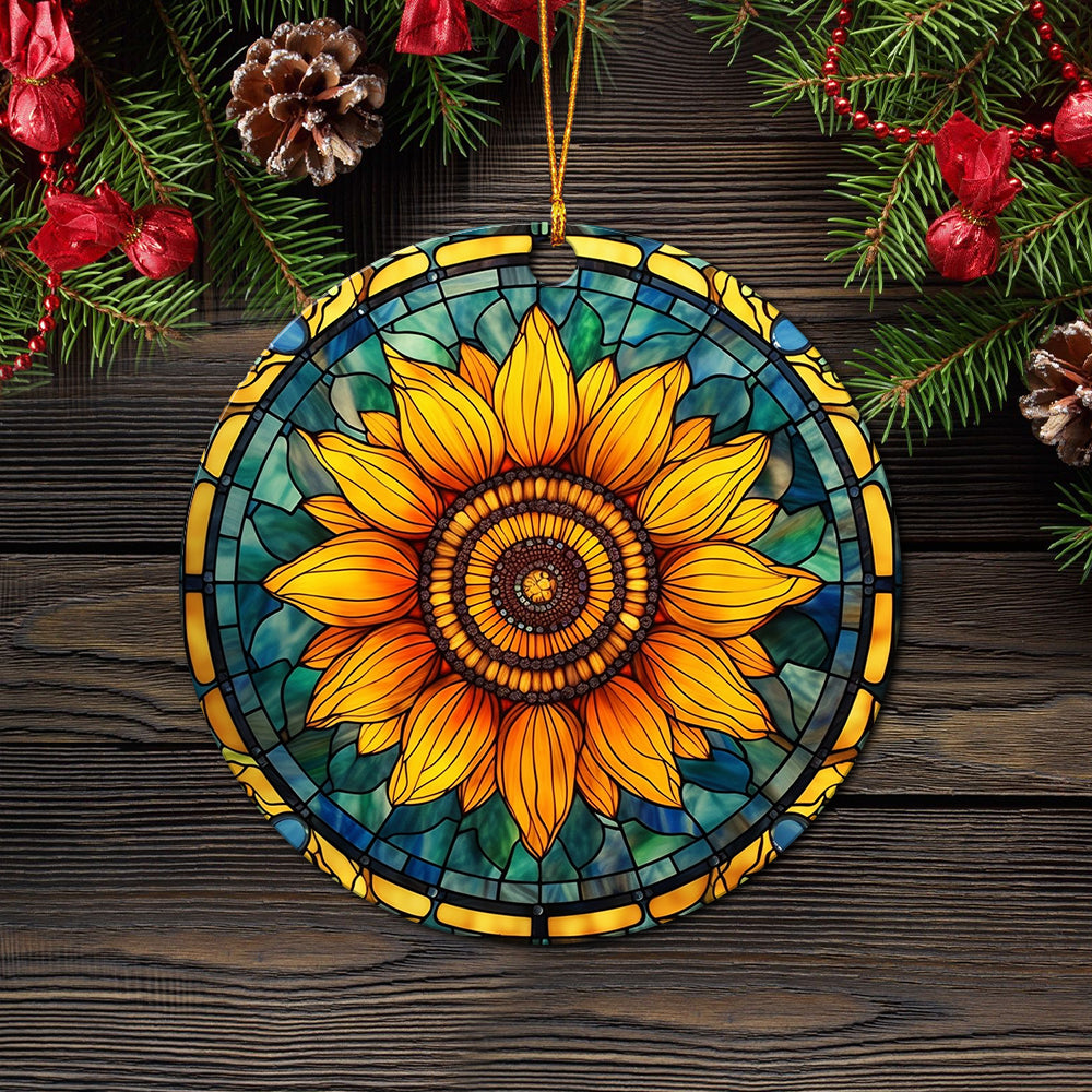 Sunflower Ceramic Green Ceramic Ornament Perfect Gift For Holiday - Image 2