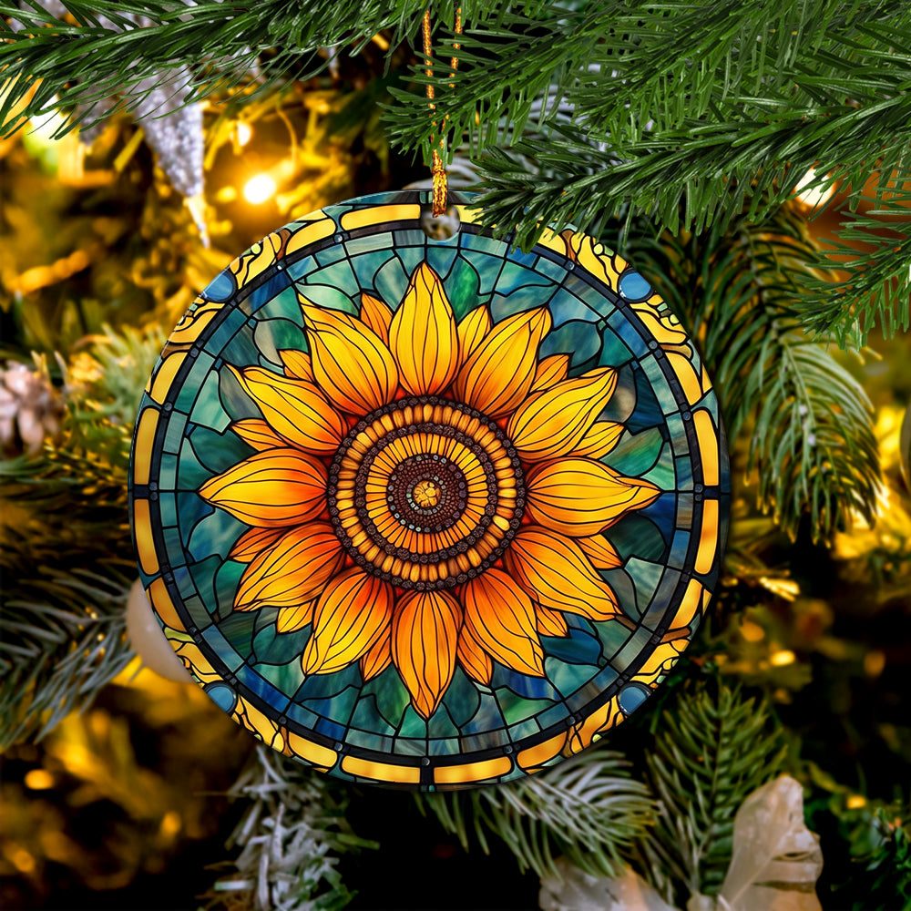 Sunflower Ceramic Green Ceramic Ornament Perfect Gift For Holiday