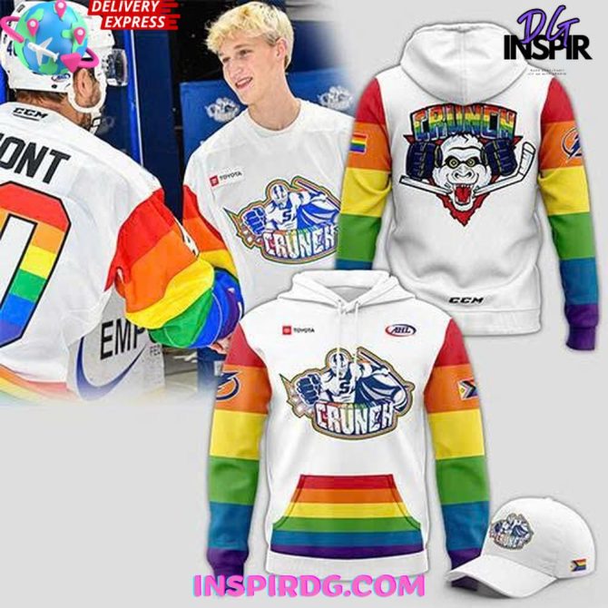 Syracuse Crunch Pride Month 2025 White All Over Print Hoodie