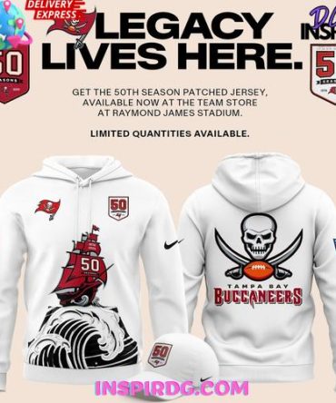 Tampa Bay Buccaneers Celebrate The Legacy Of 50 Seasons White All Over Print Hoodie