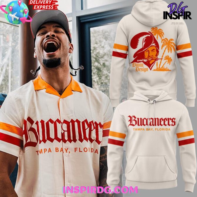 Tampa Bay Buccaneers Duvin Designs Co. Cream Cabana All Over Print Hoodie