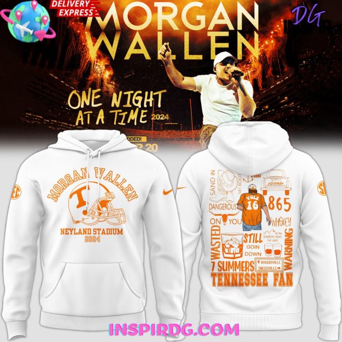 Tennessee X Morgan Wallen Neyland Stadium 2024 White All Over Print Hoodie