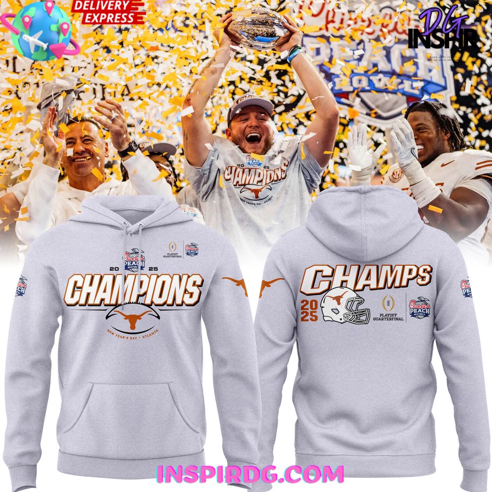 Texas Longhorns 2025 Chick-Fil-A Peach Bowl Champions All Over Print Hoodie, 3D Hoodie