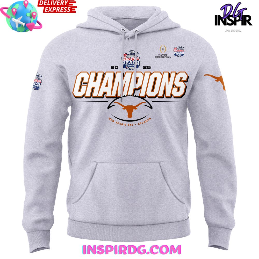 Texas Longhorns 2025 Chick-Fil-A Peach Bowl Champions All Over Print Hoodie, 3D Hoodie - Image 2