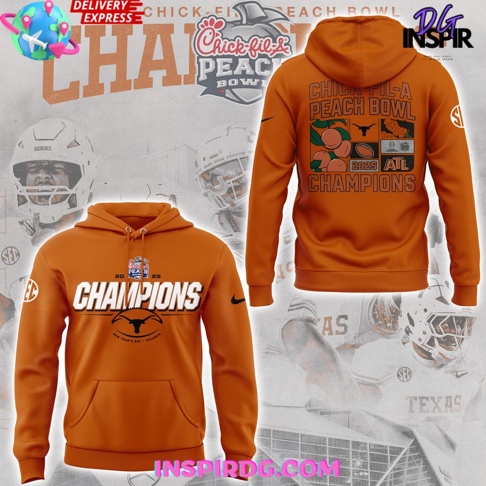 Texas Longhorns Chick-Fil-A Peach Bowl 2025 Orange All Over Print Hoodie, 3D Hoodie