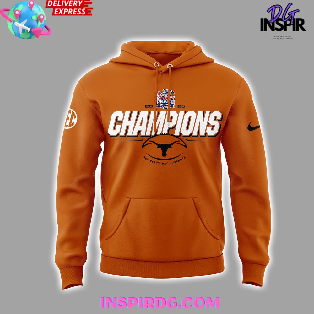 Texas Longhorns Chick-Fil-A Peach Bowl 2025 Orange All Over Print Hoodie, 3D Hoodie - Image 2
