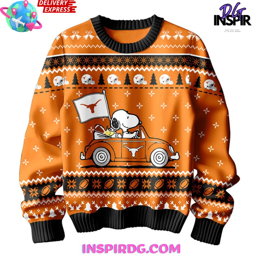 Texas Longhorns X Snoopy Special Edition Ugly Christmas Sweater - Image 2
