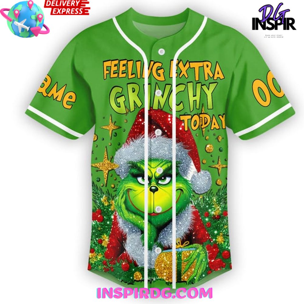 The Grinch Just Waiting For Grinchmas Baseball Jersey - Image 2