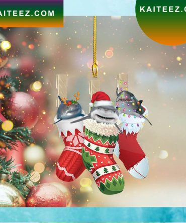 Three Sharks In Sock Animal Shark Hanging Tree Decor Christmas Ornament