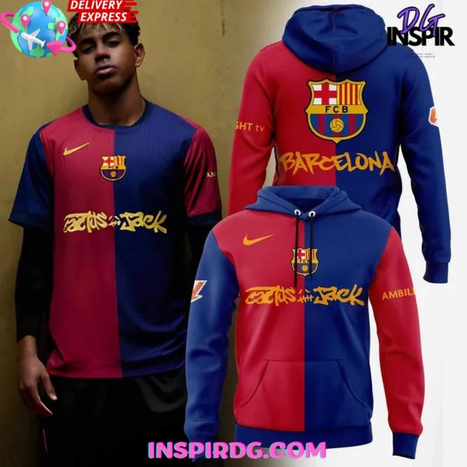 Fcb Barcelona Fan Gear: Stylish Nike T-Shirt & Hoodie Set For Ultimate Support