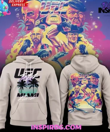 Ufc Miami Florida Artist Series 2025 Grey All Over Print Hoodie