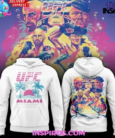 Ufc Miami Florida Artist Series 2025 White All Over Print Hoodie