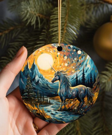 Unicon Starry Night Ceramic Christmas Ornament Perfect Gift For Holiday