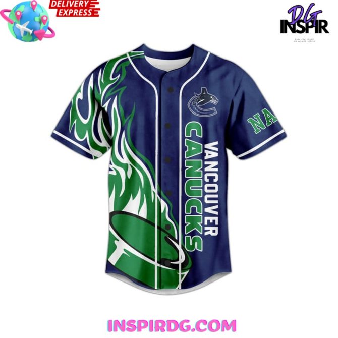 Vancouver Canucks Custom Name Baseball Jersey - Image 2