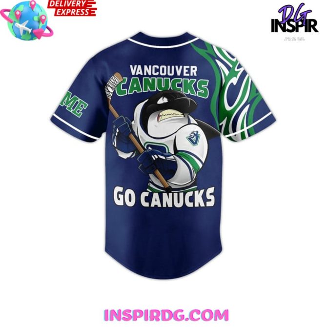 Vancouver Canucks Custom Name Baseball Jersey - Image 3