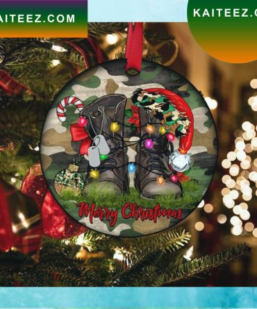 Veteran Christmas Ornament Patriotic Camo Military Boots Merry Christmas Ornament