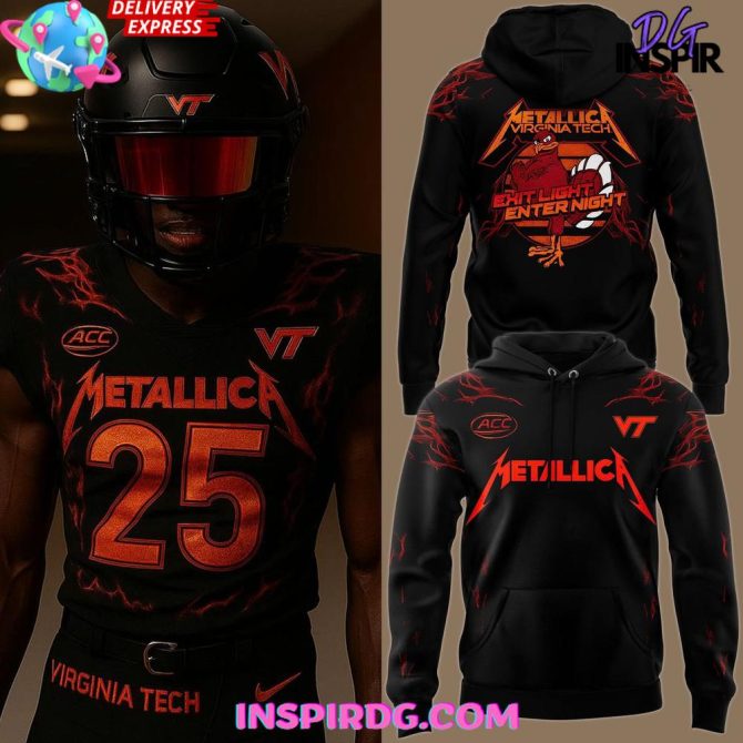 Virginia Tech Hokies X Metallica 2025 All Over Print Hoodie