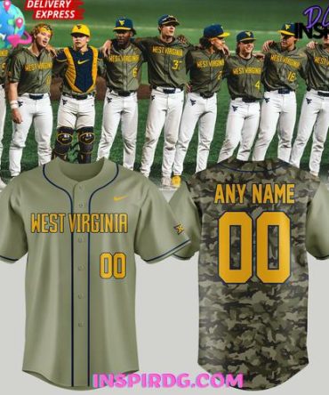 Custom West Virginia Baseball Jersey - Personalized Name & Number, Camouflage Design