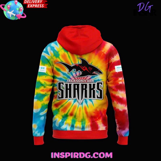 Jacksonville Sharks Tie-Dye 2025 All Over Print Hoodie - Image 3