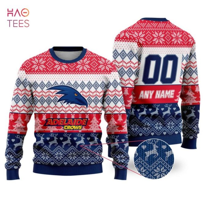Custom Adelaide Crows Ugly Christmas Sweater - Personalized Name & Number Holiday Knit