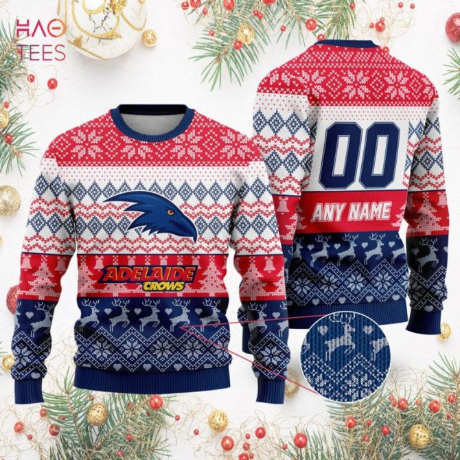 Custom Adelaide Crows Ugly Christmas Sweater - Personalized Name & Number Holiday Knit - Image 2