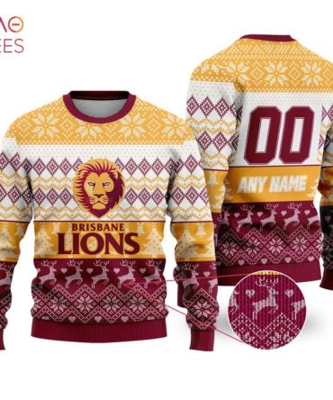 Custom Brisbane Lions Ugly Christmas Sweater – Personalized Name & Number Gift