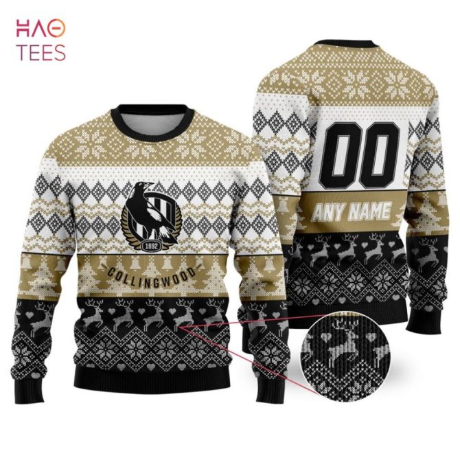 Custom Collingwood Fc Christmas Sweater – Personalized Name & Number – Cozy Holiday Knit