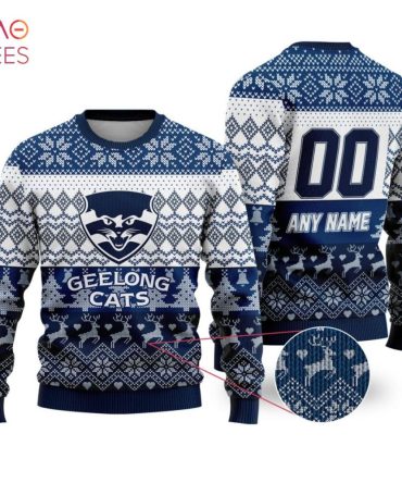 Custom Geelong Cats Christmas Sweater – Personalize Your Festive Look!
