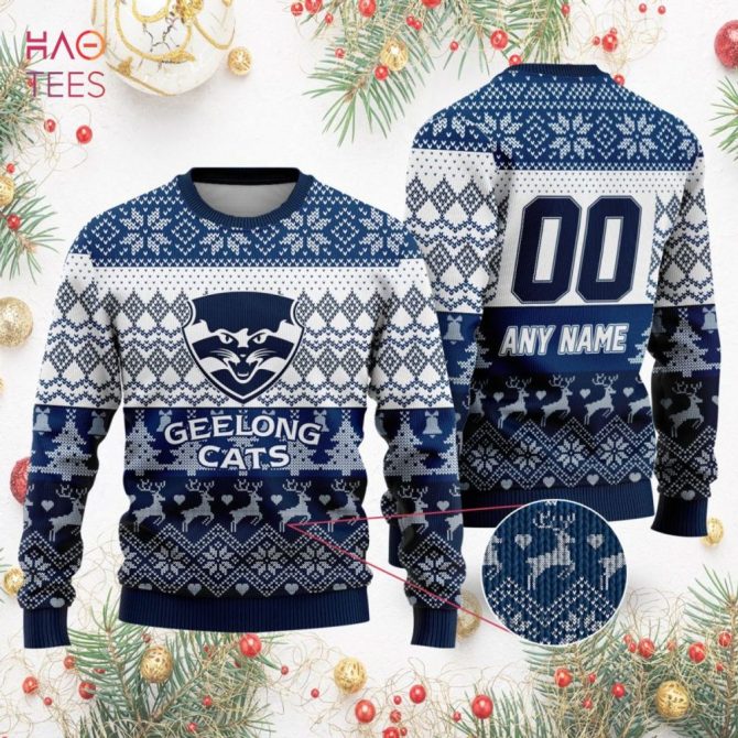 Custom Geelong Cats Christmas Sweater – Personalize Your Festive Look! - Image 2