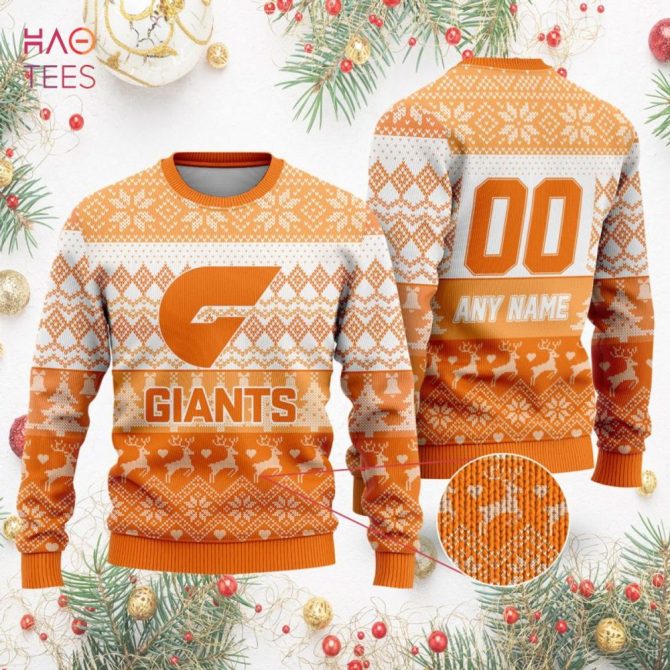Customizable Orange Giants Ugly Christmas Sweater – Personalize Your Festive Look! - Image 2