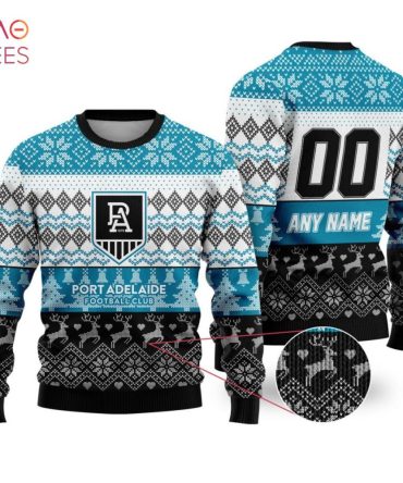 Custom Port Adelaide Fc Ugly Christmas Sweater – Personalized Name & Number