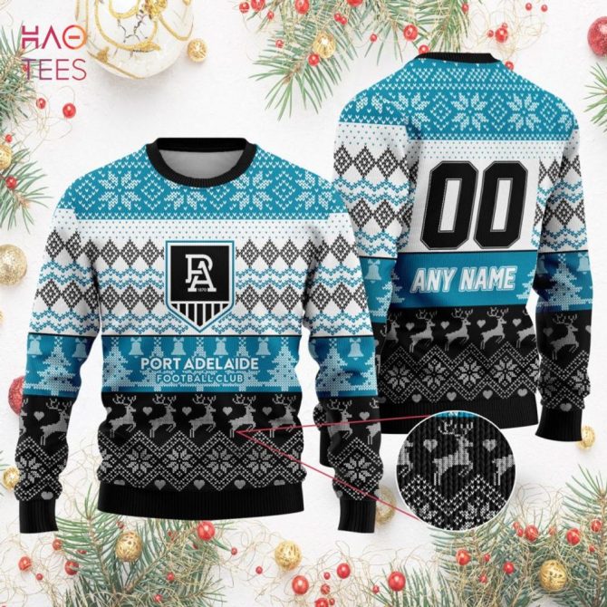 Custom Port Adelaide Fc Ugly Christmas Sweater – Personalized Name & Number - Image 2