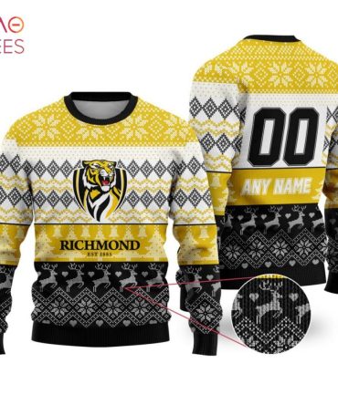 Custom Richmond Tigers Ugly Christmas Sweater - Personalized Name & Number - Perfect Gift!