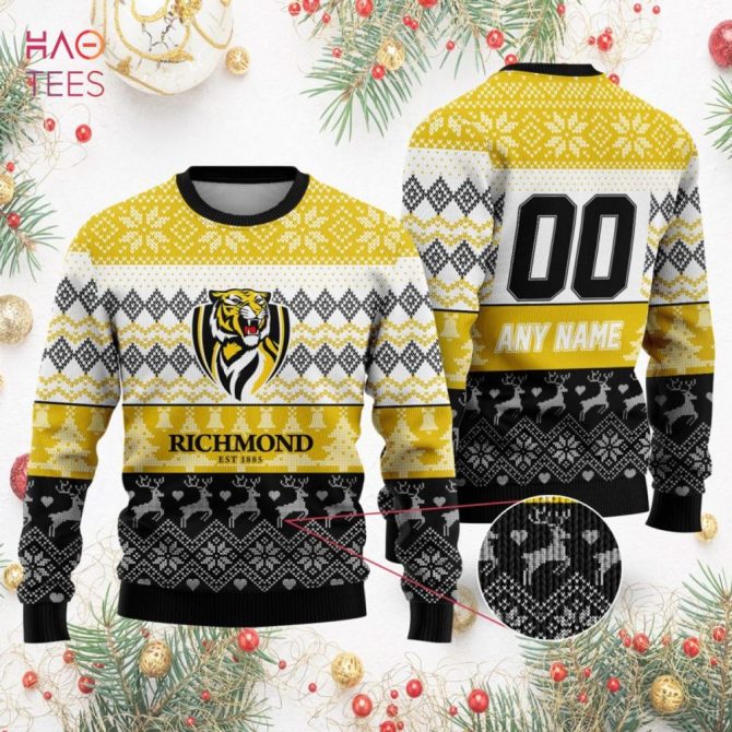 Custom Richmond Tigers Ugly Christmas Sweater - Personalized Name & Number - Perfect Gift! - Image 2