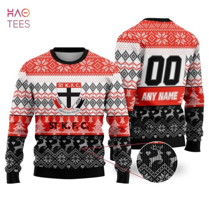 Custom St. Kfc Christmas Sweater - Personalized Name & Number - Festive Knit Design