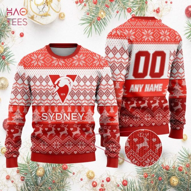 Custom Sydney Christmas Sweater – Personalized Name & Number, Festive Design - Image 2