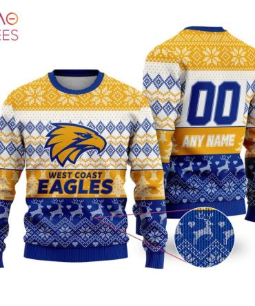 Custom West Coast Eagles Ugly Christmas Sweater – Personalized Name & Number, Perfect Gift!