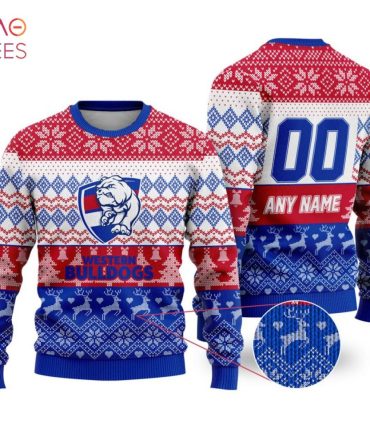 Custom Western Bulldogs Christmas Sweater - Personalized Name & Number - Festive Team Gear!
