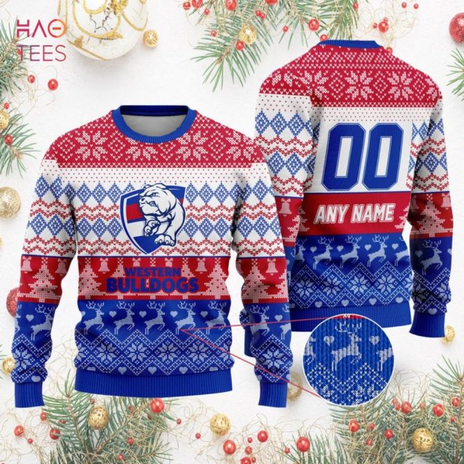 Custom Western Bulldogs Christmas Sweater - Personalized Name & Number - Festive Team Gear! - Image 2