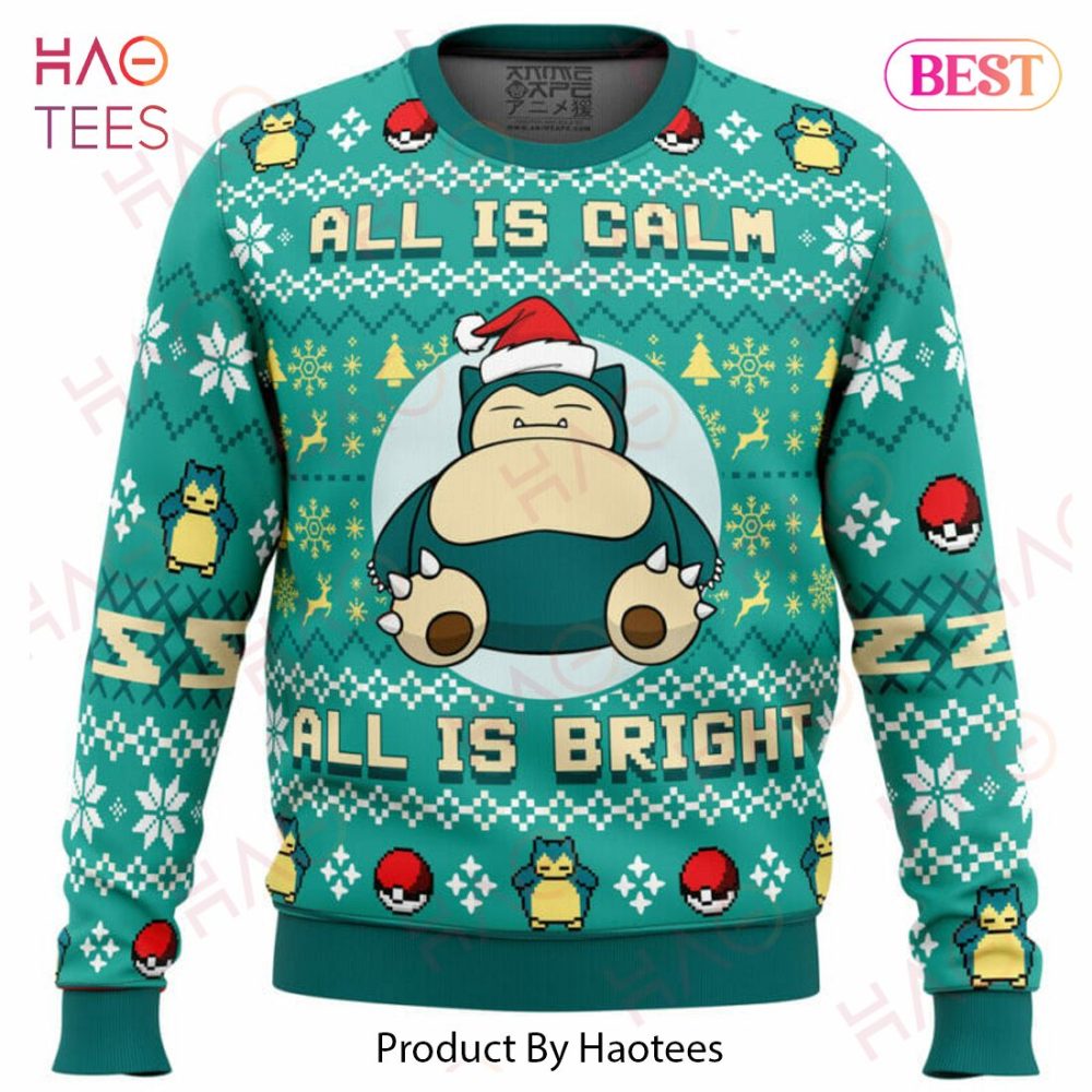 All Is Calm All Bright Snorlax Pokemon Ugly Christmas Ugly Christmas Sweater