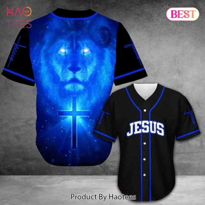 Divine Lion & Cross Jesus Baseball Jersey - Spiritual Style For Faithful Fans
