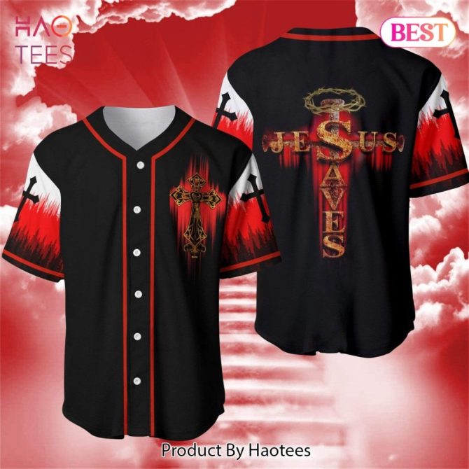 Jesus Saves Baseball Jersey - Bold Christian Apparel With Cross Design