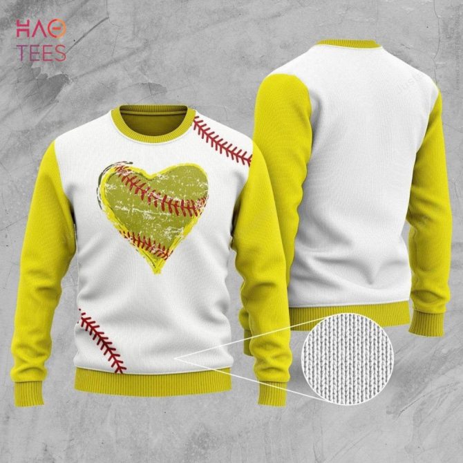 Best Amazing Softball Heart Ugly Christmas Ugly Christmas Sweater All Over Print Sweatshirt