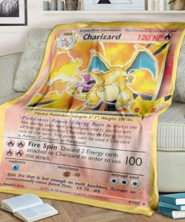 Cozy Charizard Pokémon Card Fleece Blanket - Perfect For Fans & Collectors!