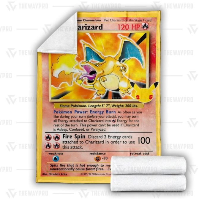 Cozy Charizard Pokémon Card Fleece Blanket - Perfect For Fans & Collectors! - Image 3