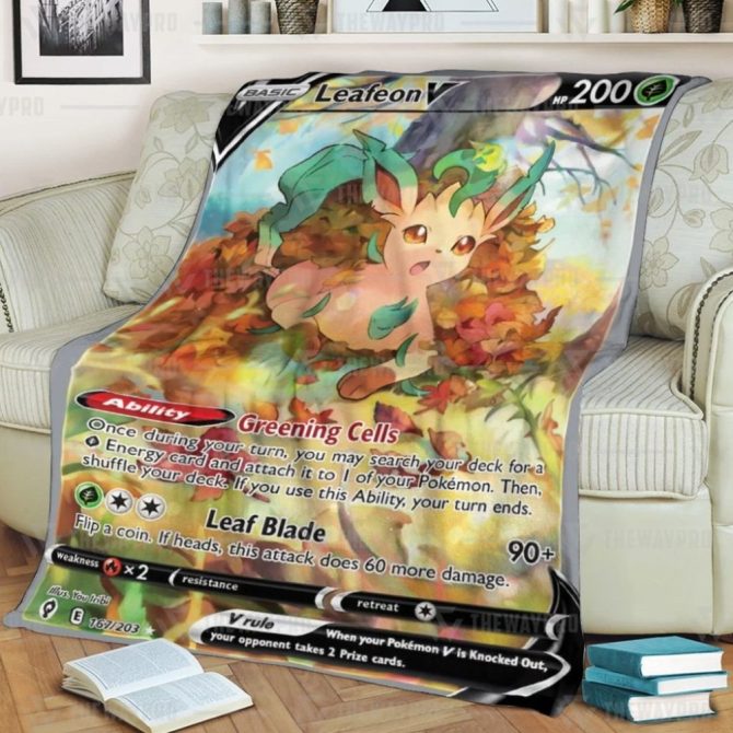 Cozy Leafeon V Blanket – Perfect Gift For Pokémon Fans, Soft & Warm