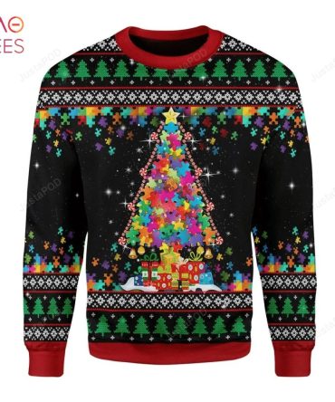 Best Autism Christmas Tree Ugly Christmas Ugly Christmas Sweater All Over Print Sweatshirt