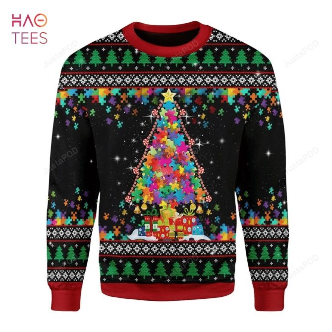 Best Autism Christmas Tree Ugly Christmas Ugly Christmas Sweater All Over Print Sweatshirt