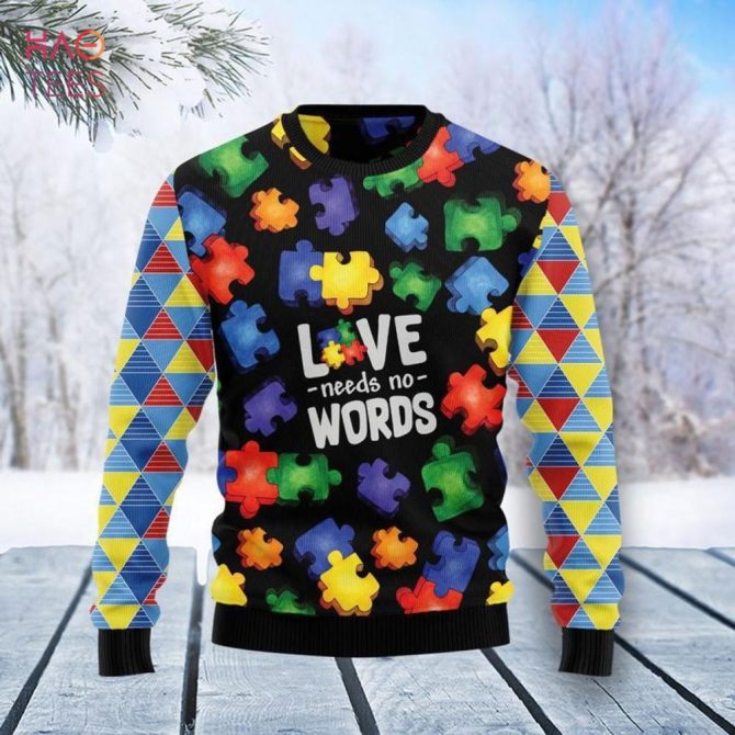 Autism Love Needs No Words Ugly Christmas Ugly Christmas Sweater